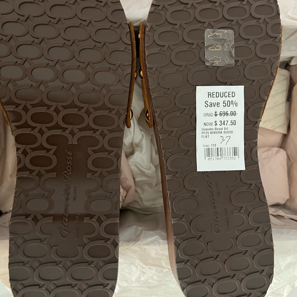 Gianvito Rossi Riviera Suede Slide Mules in Chestnut Brown, Size 37 - Picture 3 of 4